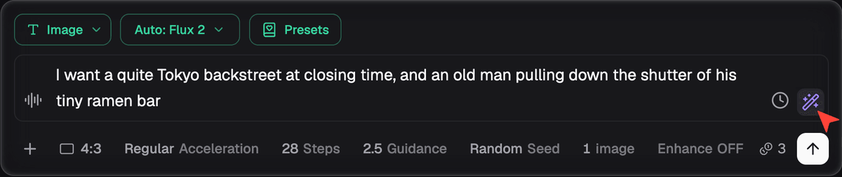 Chatting with the prompt enhancer about a rough idea