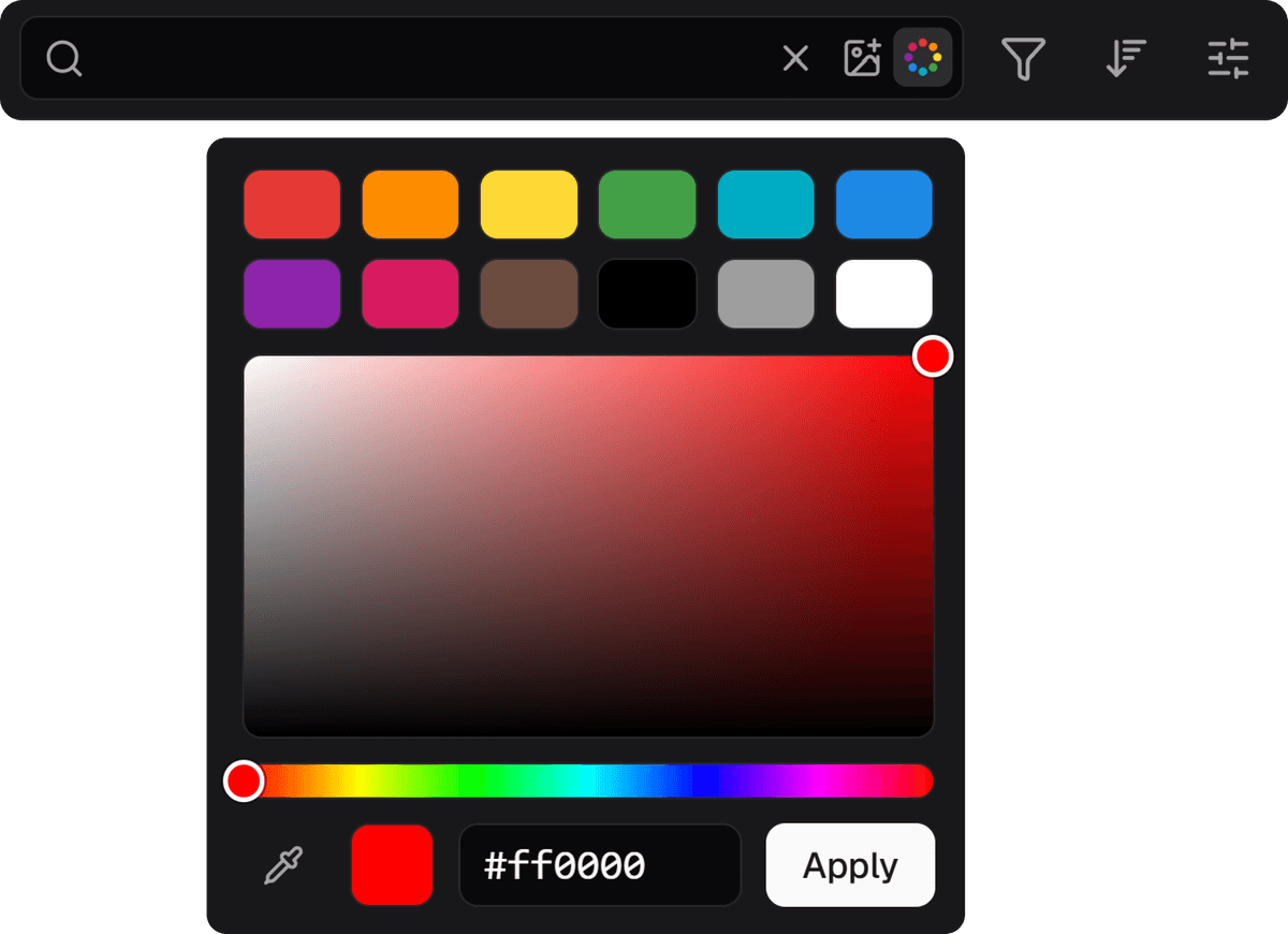 Searching the Framo library by what's in a picture, by image and by colour